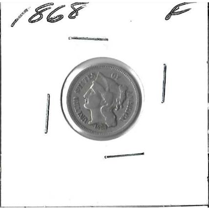 1868 US Three Cent Piece Fine