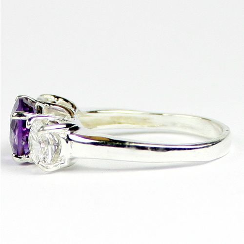 Amethyst & 1 ct CZs, 925 Sterling Silver Ring, SR255