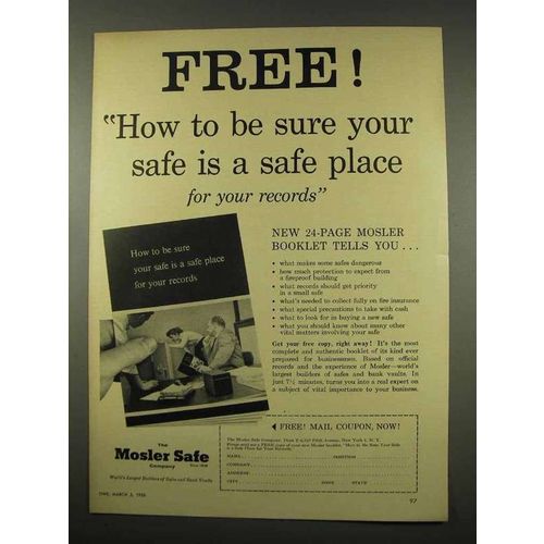 1956 Mosler Safe Ad - Be Sure Your Safe is a Safe Place