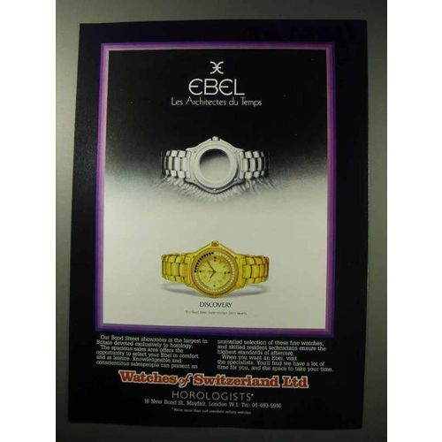 1986 Ebel Discovery Watch Ad - Les Architectes du Temps