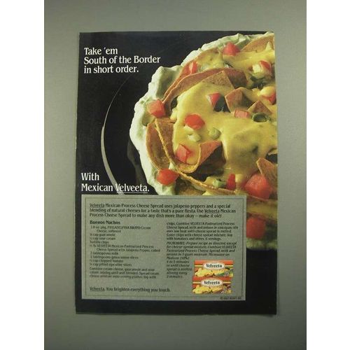 1987 Kraft Velveeta Mexican Process Cheese Spread Ad - Buenos Nachos