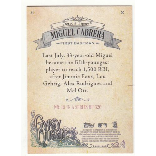 Miguel Cabrera 2017 Gypsy Queen card #10 - Tigers