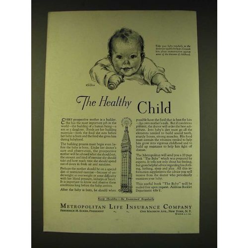 1936 Metropolitan Life Insurance Company Ad - The Healthy Child