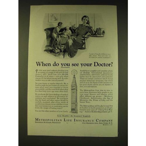 1936 Metropolitan Life Insurance Company Ad - When do you see your doctor