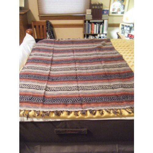 Artesanas Mickey Gaban Striped Fringed Throw Blanket - 74" X 54"