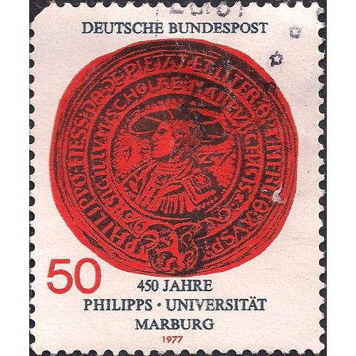 GERMANY, 450 years Philipps University Marburg, red 1977, 50 Pf