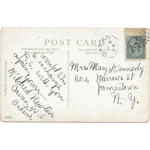 Cavan, Ontario split ring cancel, 1909 Durham County