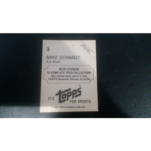1982 Topps Stickers Card # 003 Mike Schmidt Excellent (5) Philadelphia Phillies