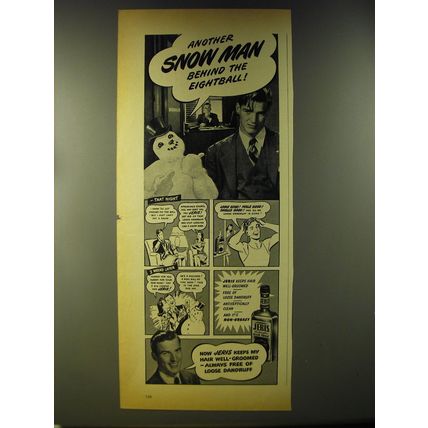 1946 Jeris Hair Tonic Ad - Another snow man behind the eightball