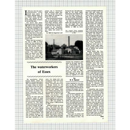 Alfred Francis Speed South East Essex Waterworks Dagenham - 1983 Article