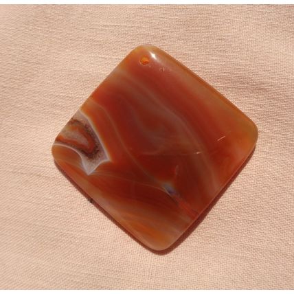 G Banded Square Agate Pendant 2"x2" 50mm Orange White Crystal Gemstone