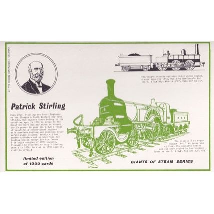 Patrick Stirling Steam Train Railway Limited Edition Postcard