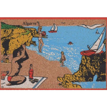 Coca Cola Risque Topless Woman Algarve Portugal Suede Material Postcard