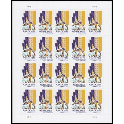 19th Amendment Women Vote Sheet of 20 Current Rate Postage Stamps Scott 5523