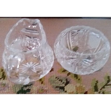 Matching Creamer and Sugar Bowl, Clear Depression Glass