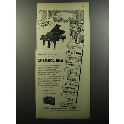 1956 Baldwin Piano Ad - Baldwin is the official piano of the San Francisco Opera