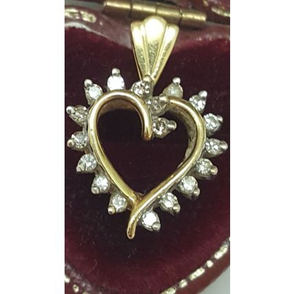 Vintage Estate 14k Yellow Gold .25cw Diamond Pendant ,1950s
