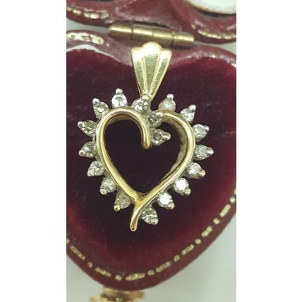 Vintage Estate 14k Yellow Gold .25cw Diamond Pendant ,1950s