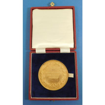 Vintage Large Gilt Bronze Medal Medallion & Box Bournemouth Culinaire Comp 77mm