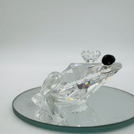 Swarovski Crystal Frog Toad Prince Crown Figurine Austria Retired 2in