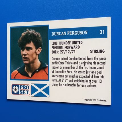 DUNCAN FERGUSON Dundee United Pro Set Scottish Football 1991/92 #31