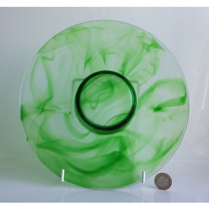 Art Deco Davidson Green Cloud Glass Bowl / Vase. P/N 204D