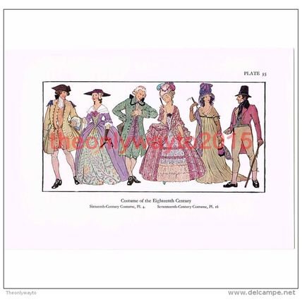 Costume of the 18th Century, c1950, Book Illustration (Print)