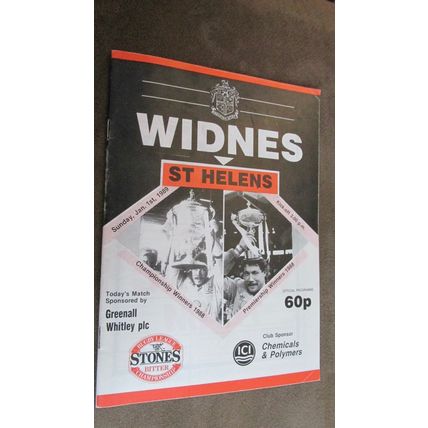 1989 Rugby Football League Programme - Widnes v St Helens - January