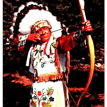 1957 Canadian Indian Chief in Full Dress Shooting Bow & Arrownposted in (A16)