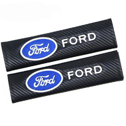 Strap Cover Cushion Pad Carbon Fiber 2pcs Ford Car Seat Belt Safety Shoulder