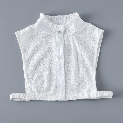 Women Lace Fake Satin Collar Button Down Detachable False Collar Half Shirt Top