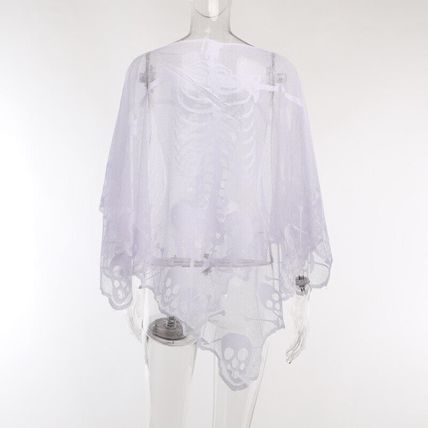 Womens Girls Cape Shawl Breathable Skeleton Poncho Cosplay Cover Up See-through