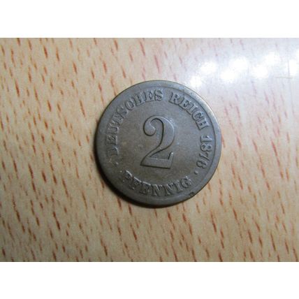 1876f 2 Pfennig Germany Empire Coin