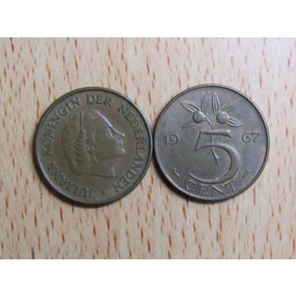 Netherlands 1967 5 Cents Coin