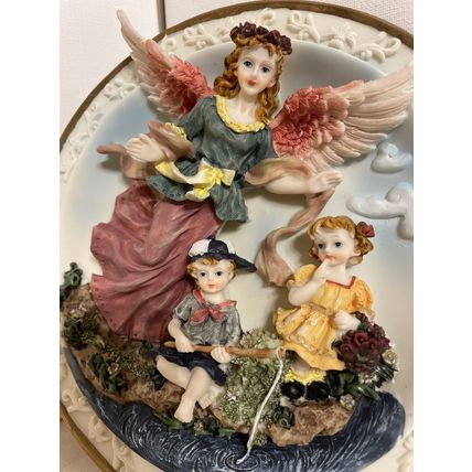 Vintage Guardian Angel watching over Children Fishing Plate (3D)
