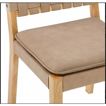 Nathan James "Cohen" 19" Seat Height- Dining Chair - Light Brown Woven Faux Leat
