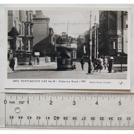 1960/70s postcard Portsmouth Tram at Osborne Road c.1921