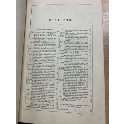 RARE* c1800s "THE WORKS OF OLIVER GOLDSMITH" VICAR WAKEFIELD ANTIQUE BOOK (P6)