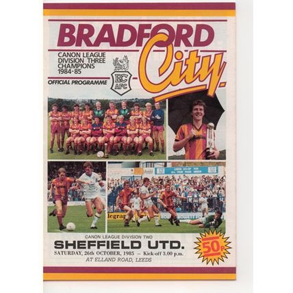 BRADFORD CITY v SHEFFIELD UTD CANON LEAGUE DIV 2 1985