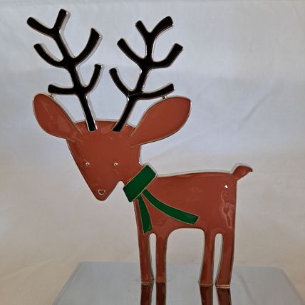 Metal Silver REINDEER Christmas STOCKING HANGER Mantel Holder Hook Snow Enamel