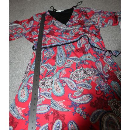Womens Wrap Dress Size 20W Red Paisley Print Studio One BOHO Chic NWT