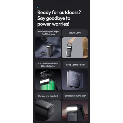 ROMOSS 75000mAh Power Bank 280W Fast Charge 4 USB LED PMT75-DC Camping Charger