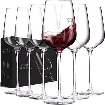Wine Glasses Set of 6, Crystal Glass with Stem for Drinking Red/White/Cabernet W