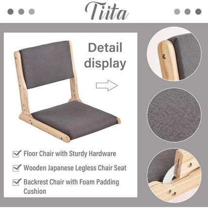 Tiita Floor Chair with Back Support, Foldable Meditation Tatami Chairs, Backrest