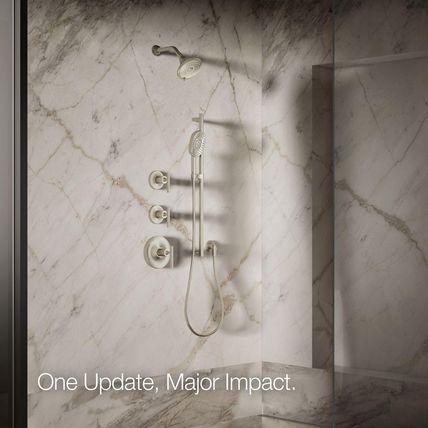 KOHLER 22169-BN Forte Multifunction Showerhead, Wall-Mount, 3 Spray Settings, 2.