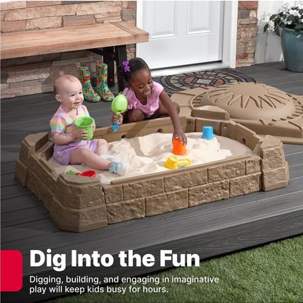 Step2 Naturally Playful Sandbox II, Kids Sand Activity Sensory Play Pit, Summer