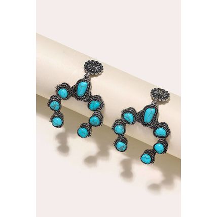 Bright Green Retro Western Turquoise Decor Drop Earring
