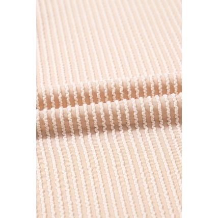 Parchment Corded Knit Crew Neck Puff Sleeve Shift Mini Dress