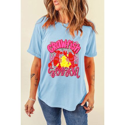 Light Blue Crawfish Season Fashion Graphic T Shirt