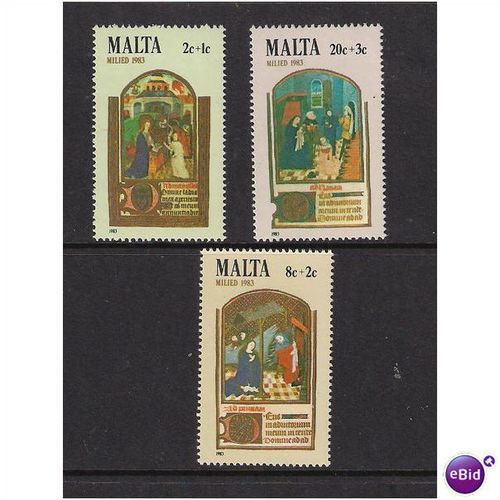 MALTA 1983 CHRISTMAS SET 3 VALS U/M MINT